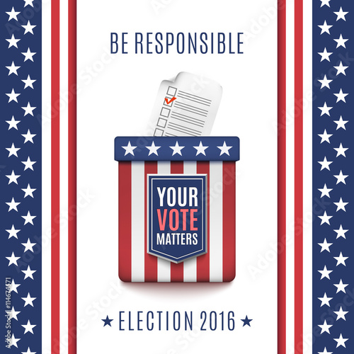 American Election 2016 background with Ballot box.