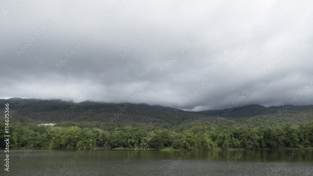 mountain and cloudscape in rainy day