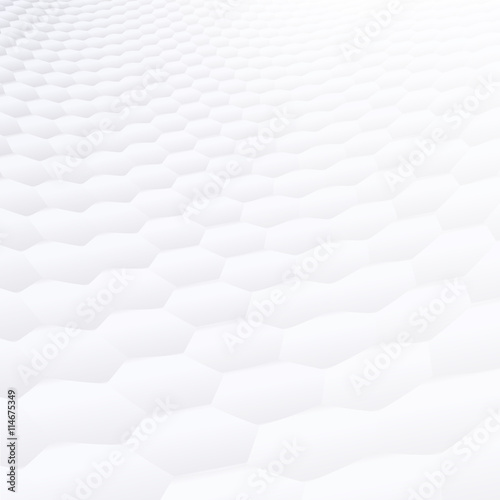 Fototapeta Naklejka Na Ścianę i Meble -  White & grey abstract perspective background with soft toned hexagonal shapes