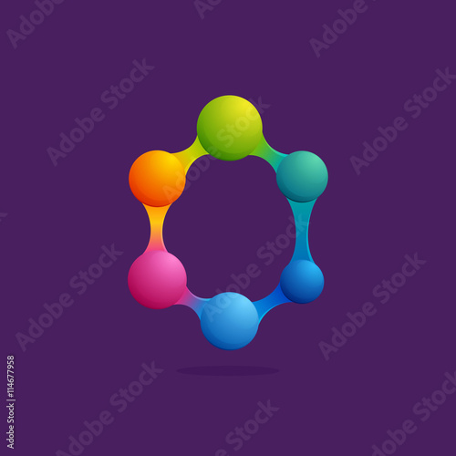 Number zero logo with colorful spheres or dots and lines.