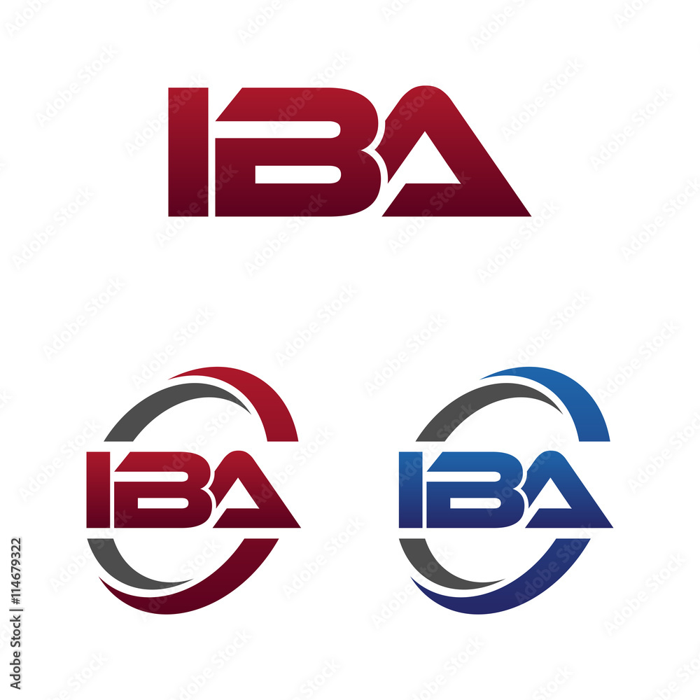 Modern 3 Letters Initial logo Vector Swoosh Red Blue iba Stock Vector