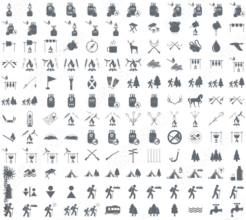 Set of camping equipment icons. Vector illustration
