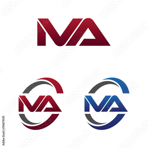 Modern 3 Letters Initial logo Vector Swoosh Red Blue iva