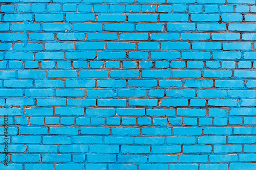 blue painted brick wall texture background