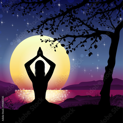 Meditation Silhouette with Nature