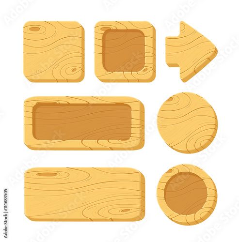 set of cartoon wooden game assets