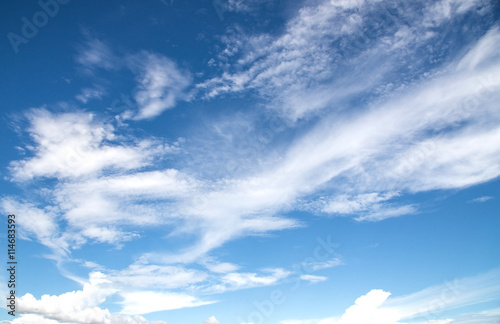 Blue sky and white cloud background.