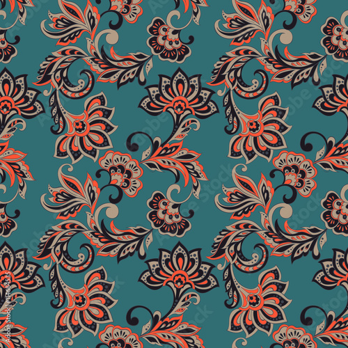 floral seamless pattern. indian style vector background