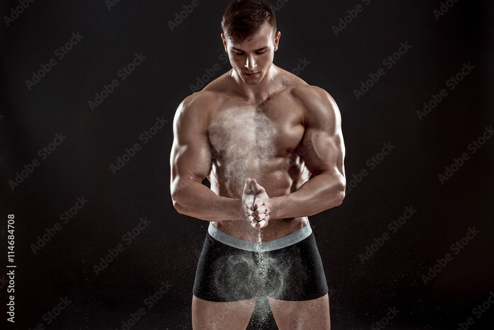 Fototapeta premium Preparing hands for lifting weights
