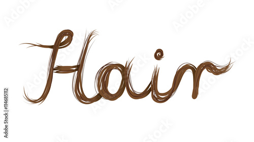 Hair word lettering, vector illustration