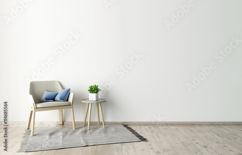 3d illustration of empty white interior