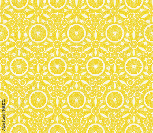 Seamless kaleidoscope  pattern from lemons