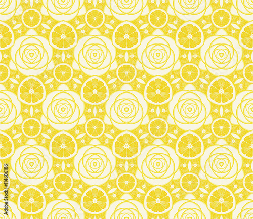 Seamless kaleidoscope  pattern from lemons