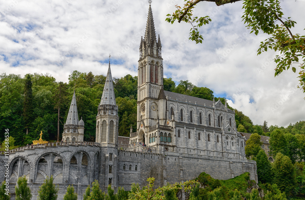 view of the basilica of Lourdes in France