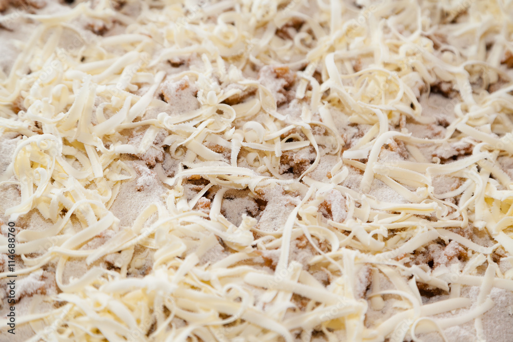 Closeup of grated butter on shortcrusted pie Closeup of grated butter on shortcrusted pie