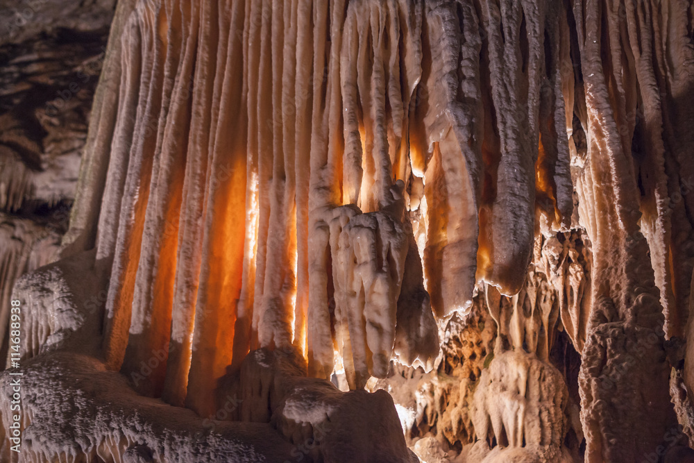 rock formations, stalactites and stalagmites in a cave