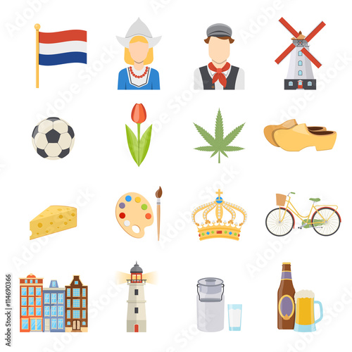 Netherlands Flat Icons Set