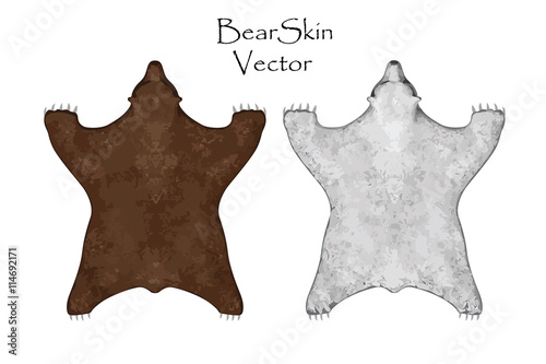 Bear pelt. Big brown and White . Hunting trophy. Vector illustration Top View. photo