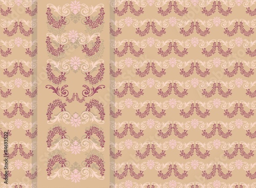 Vector Damask Classic ornament pattern background. Pastel rose quartz pink colors