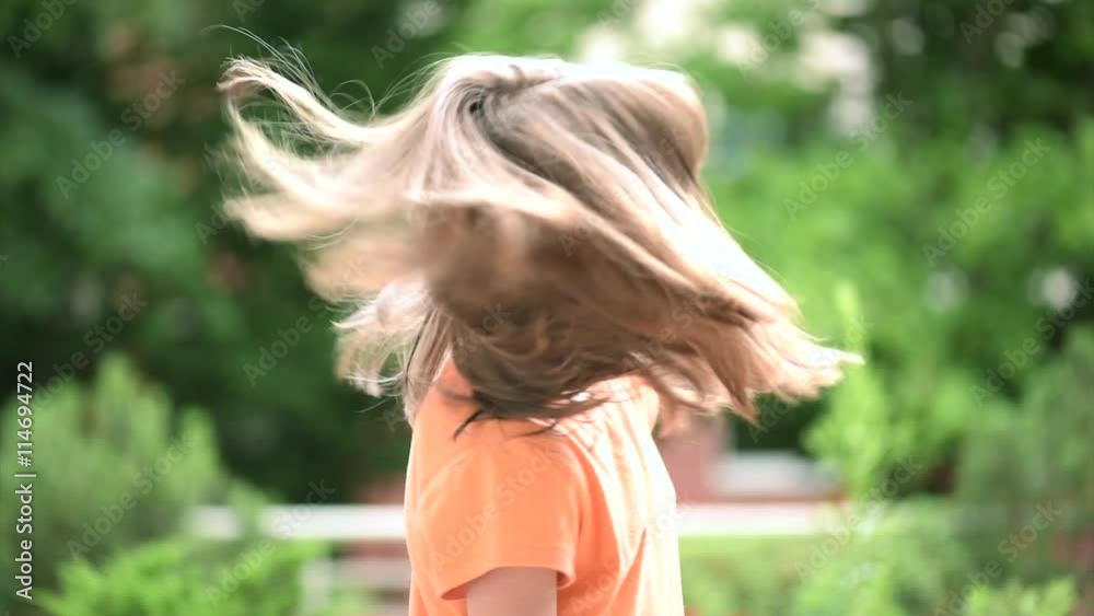 Girl flips hair slow motion