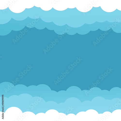Simple sky with clouds vector background.