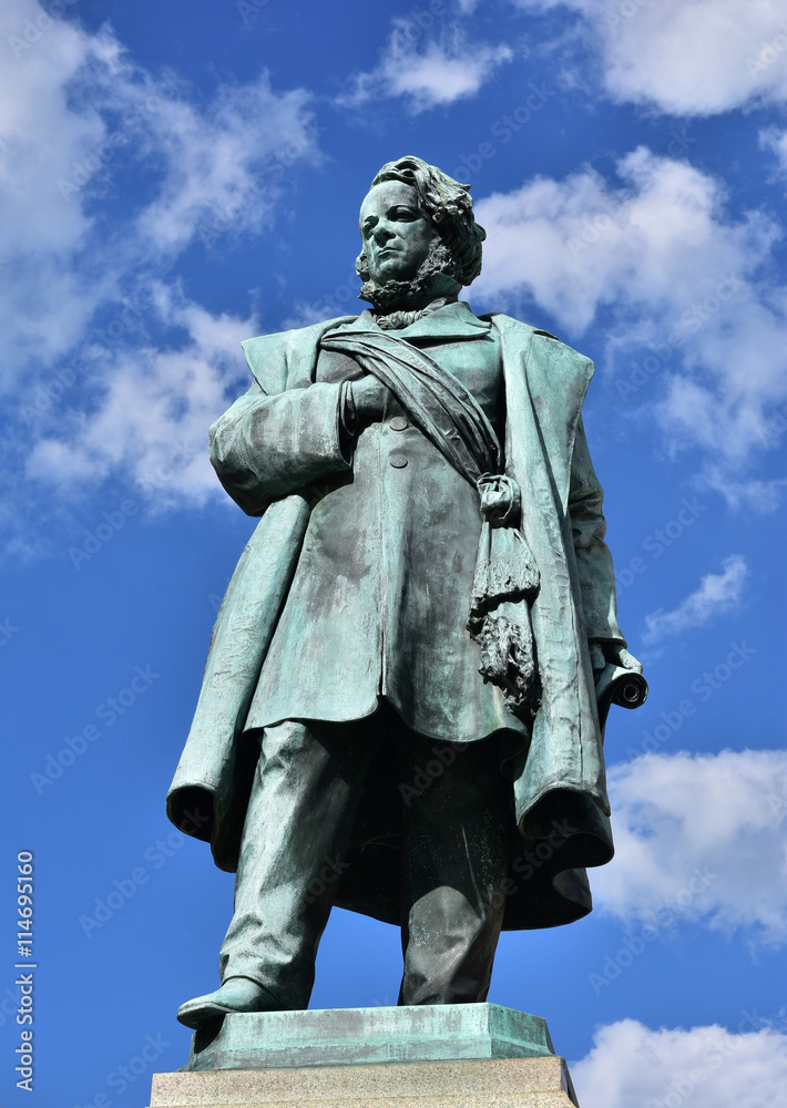 Naklejka premium Bronze statue of Daniele Manin, italian patriot and President of Venice Republic during 1848 revolt against Austrian Empire, made by artist Borro in 1875