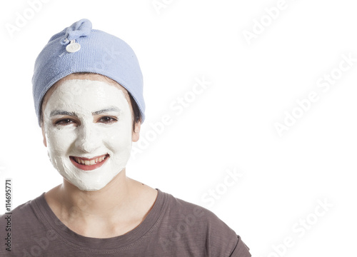 girl with clay face mask