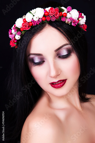 portrait of a beautiful young girl with professional makeup