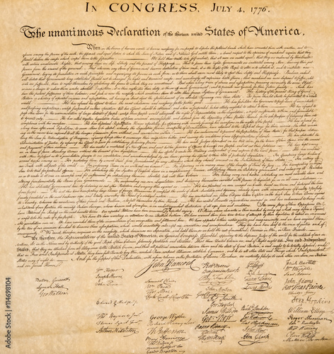 Canvas-taulu Declaration of independence 4th july 1776 close up