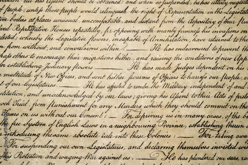 Declaration of independence 4th july 1776 close up photo