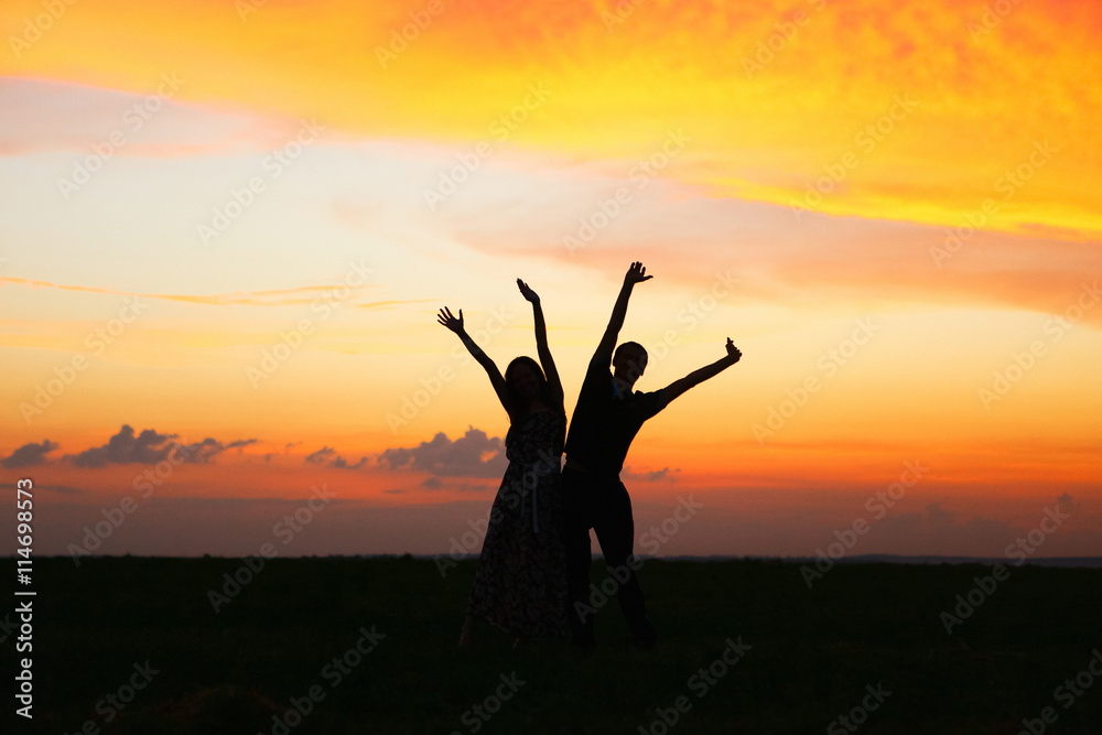 Silhouettes of people.