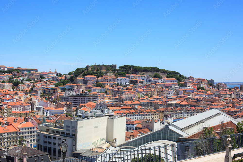 Cityscape of Lisbon city  from viewpoint Sao Pedro de Alcantara, Portugal 
