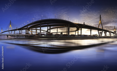 The Cable Bridge. Bhumibhol bridge, Bangkok, Thaialnd. photo