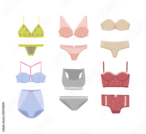 Underwear silhouette isolated male and female underwear isolated on white background. Underwear isolated vector clothing cotton textile pants and underwear isolated beauty bra woman accessory design.