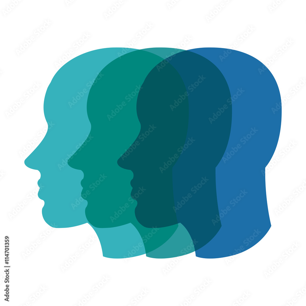 Blue faces icon. Head design. Vector graphic Blue faces icon. Head design. Vector graphic