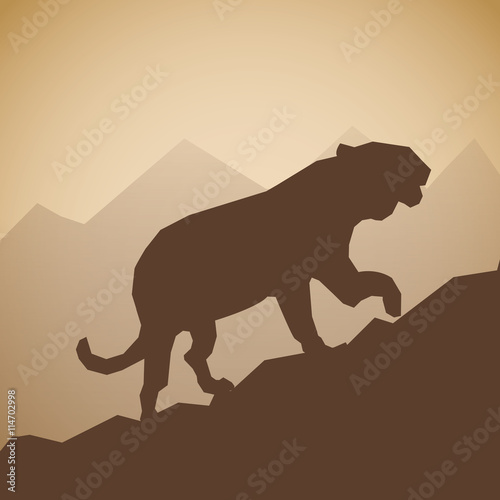 Tiger icon. Landscape background. Vector graphic