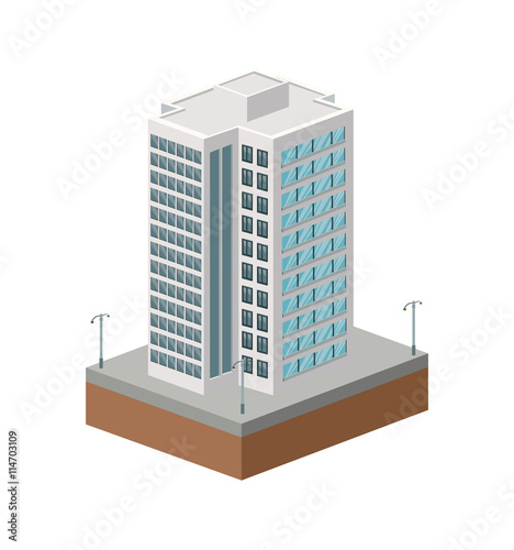 Building of City. Isometric design. Vector graphic