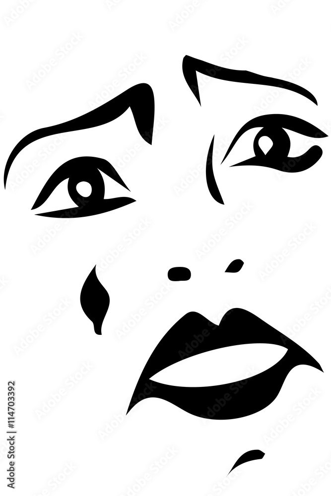 vector sketch of a sad white clown vector sketch of a sad white clown