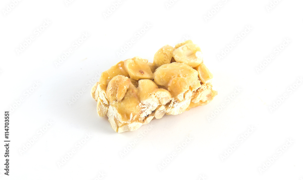 Peanut brittle isolated on white background Peanut brittle isolated on white background