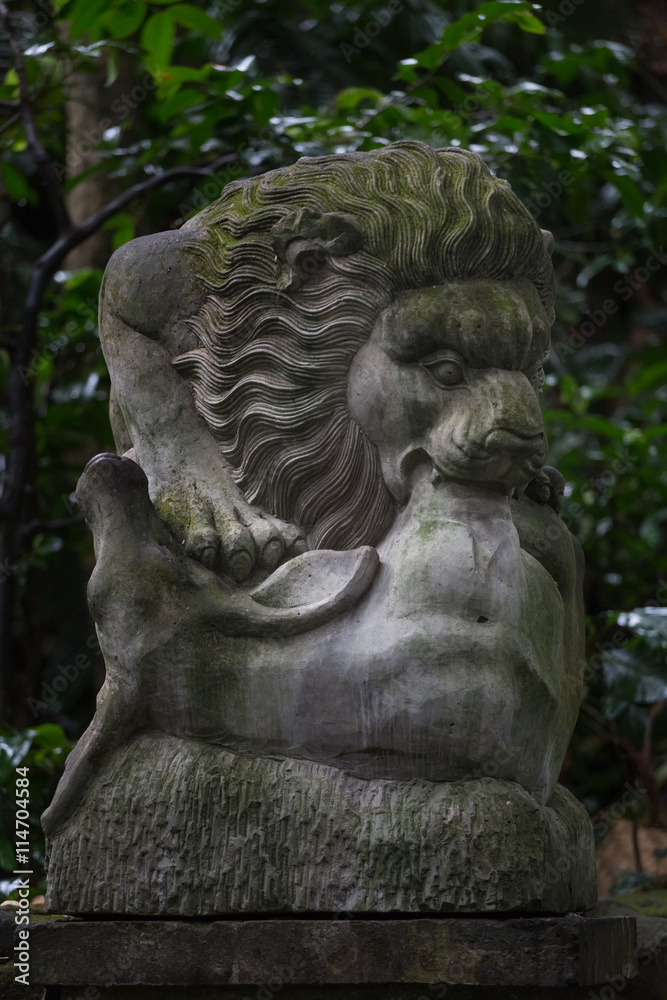 Lion statue in Sacred Monkey Forest, Ubud, Bali, Indonesia