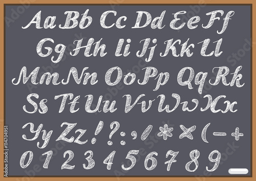 English alphabet letter Latin on chalk Blackboard