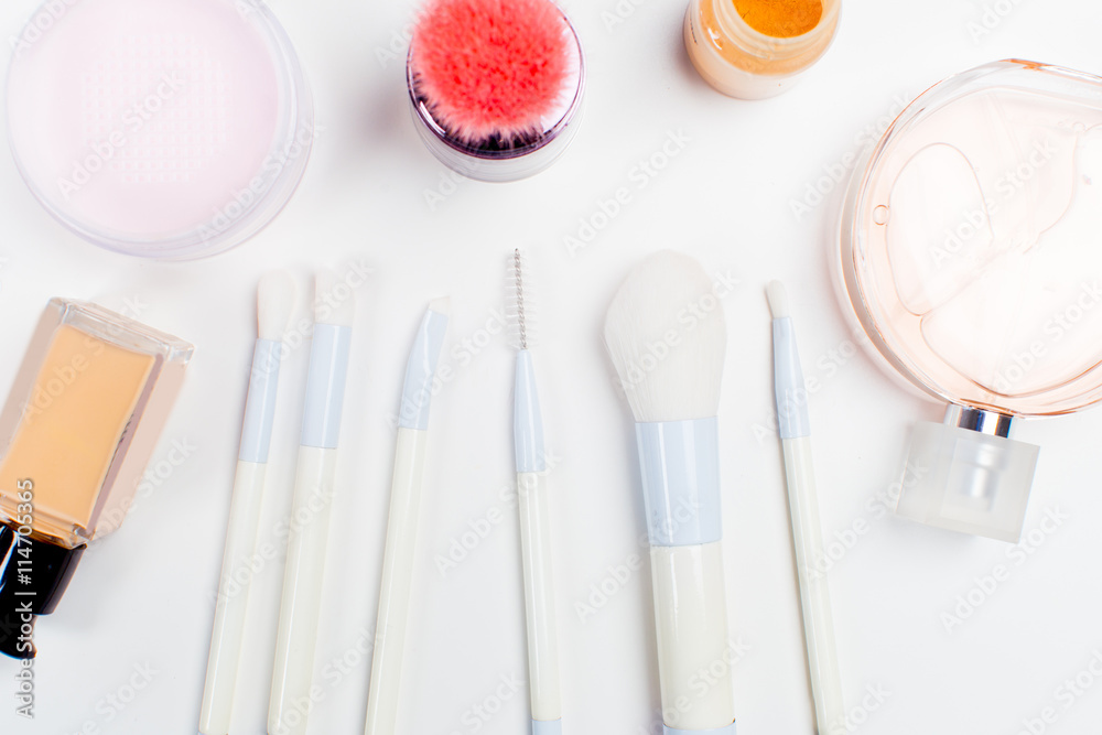 Decorative cosmetics isolated over white background. make up supplies Decorative cosmetics isolated over white background. make up supplies