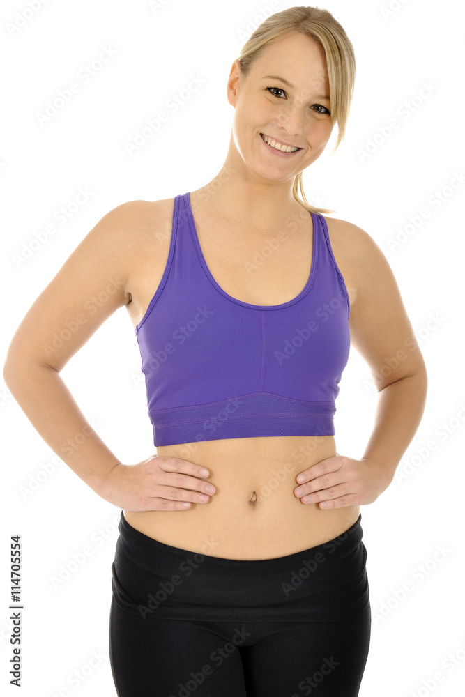 Frau bei Sport, Fitness und Workout trägt Sportbekleidung Frau bei Sport, Fitness und Workout trägt Sportbekleidung