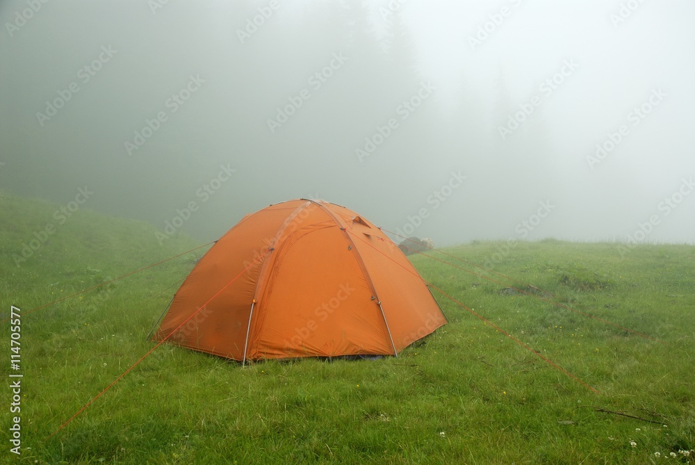 Tent in fog