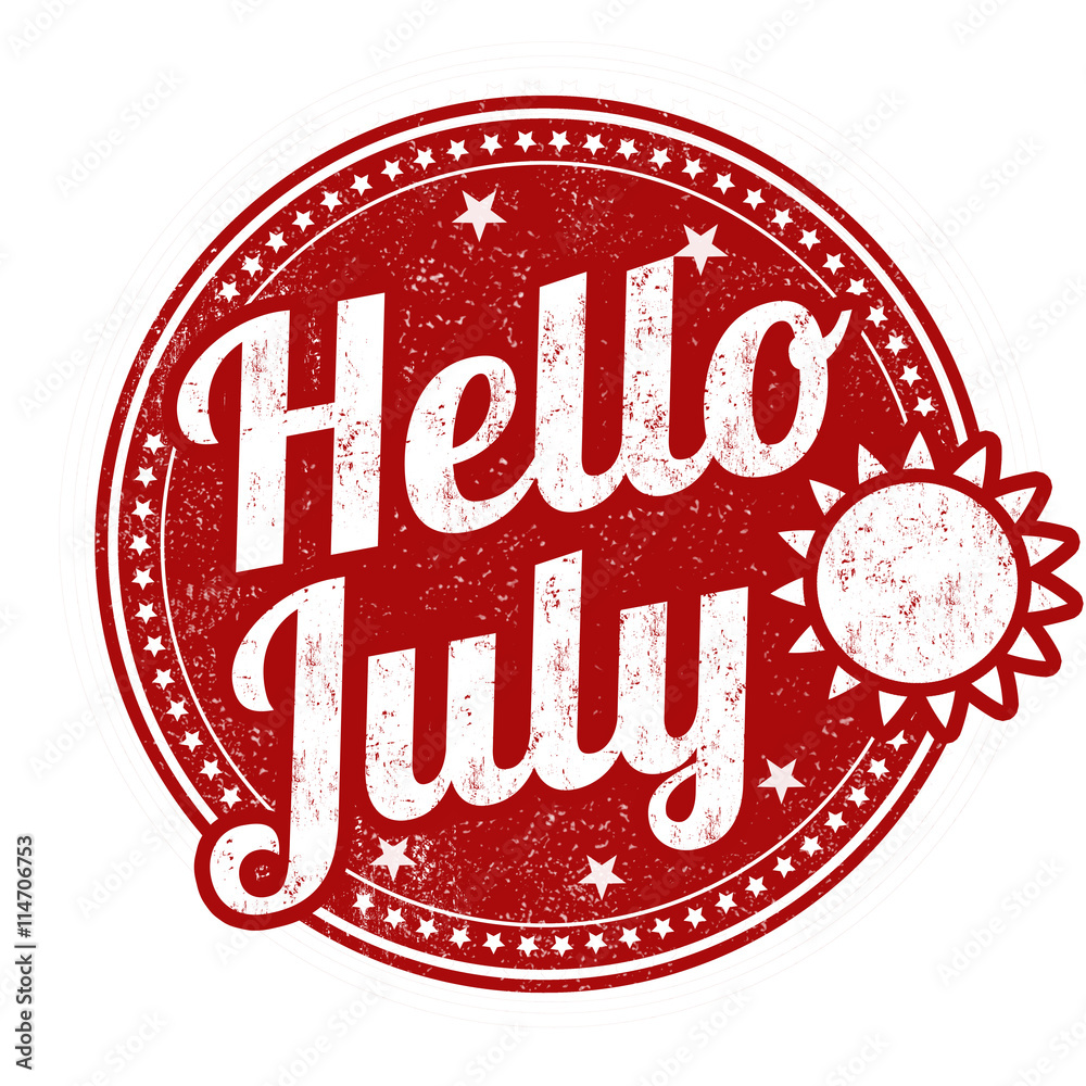 Hello july stamp