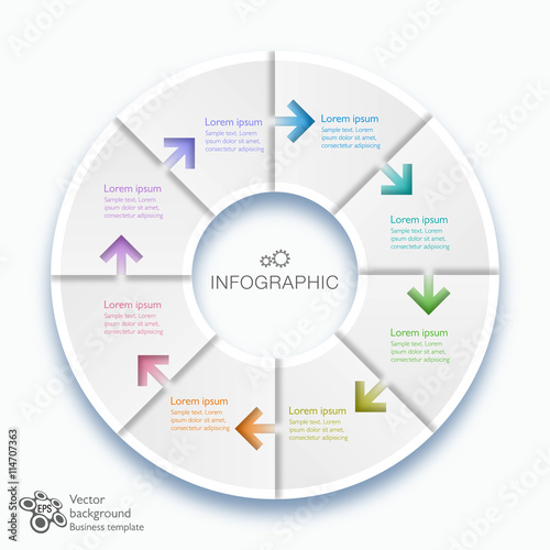 Infographics Vector Arrow Buttons, 8-Step Process