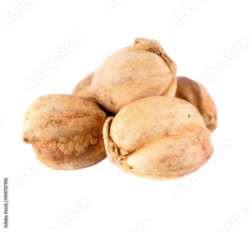Cardamon seeds on white background