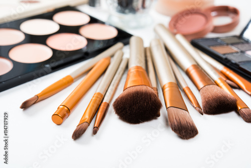 Professional makeup brushes and tools, make-up products set