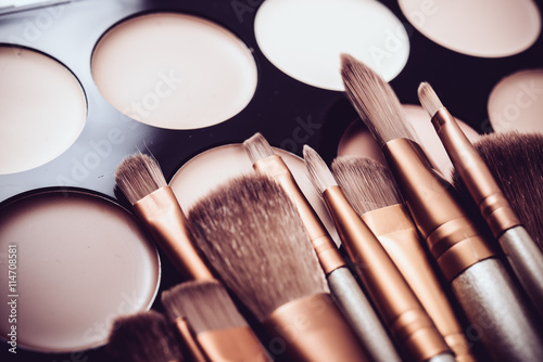 Valokuvatapetti Professional makeup brushes and tools, make-up products set