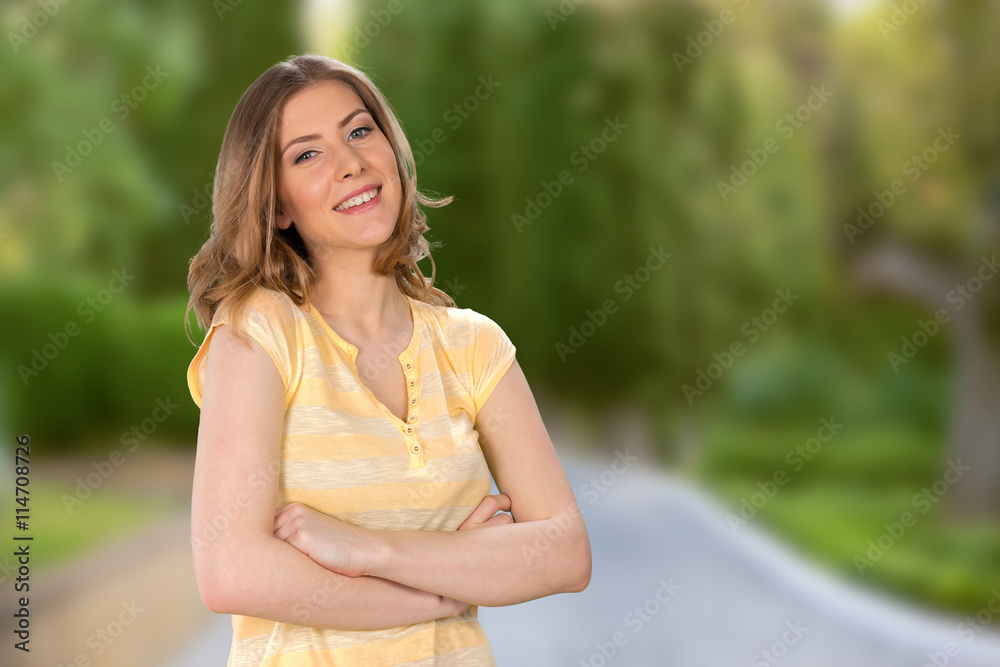 portrait of attractive caucasian smiling woman portrait of attractive caucasian smiling woman